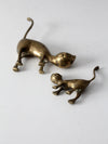 mid century brass cats pair