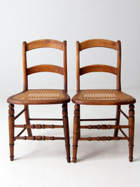 antique cane seat dining chairs pair