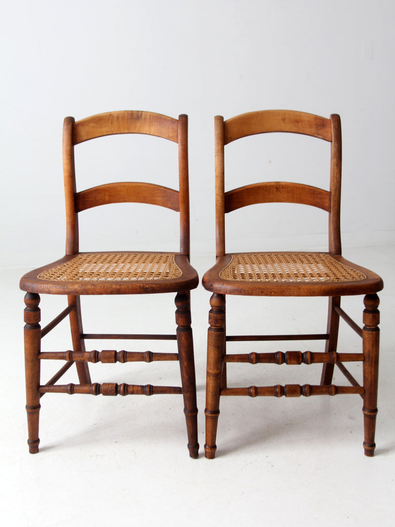 antique cane seat dining chairs pair