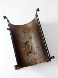vintage iron and steel fireplace log holder