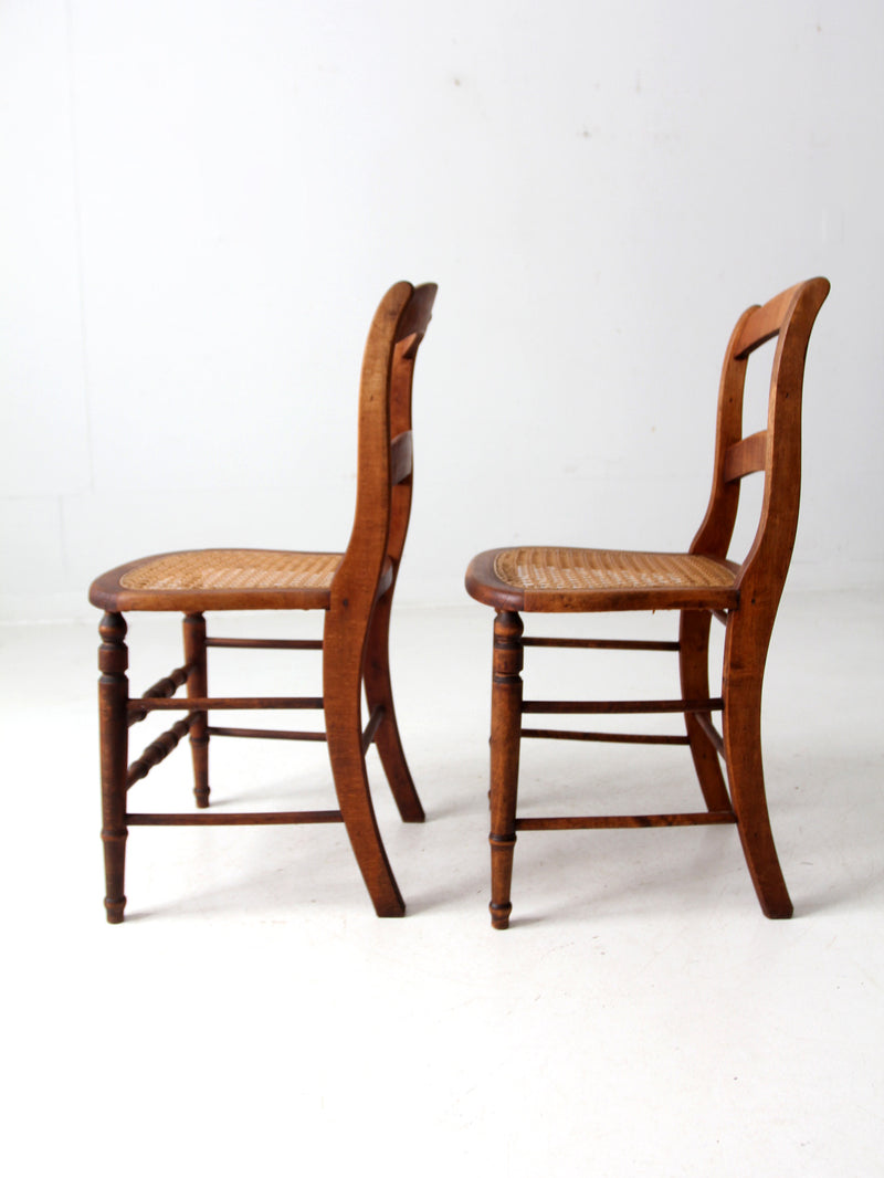 antique cane seat dining chairs pair