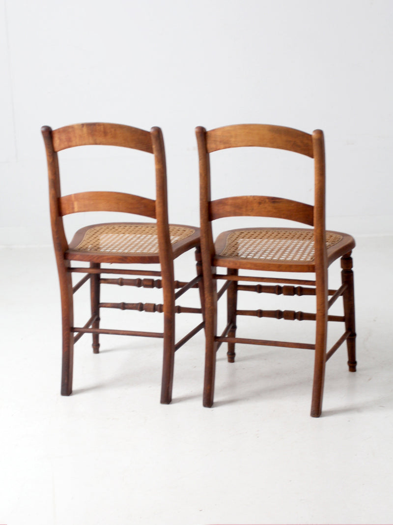 antique cane seat dining chairs pair