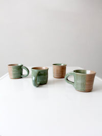 set of 4 vintage studio pottery mugs