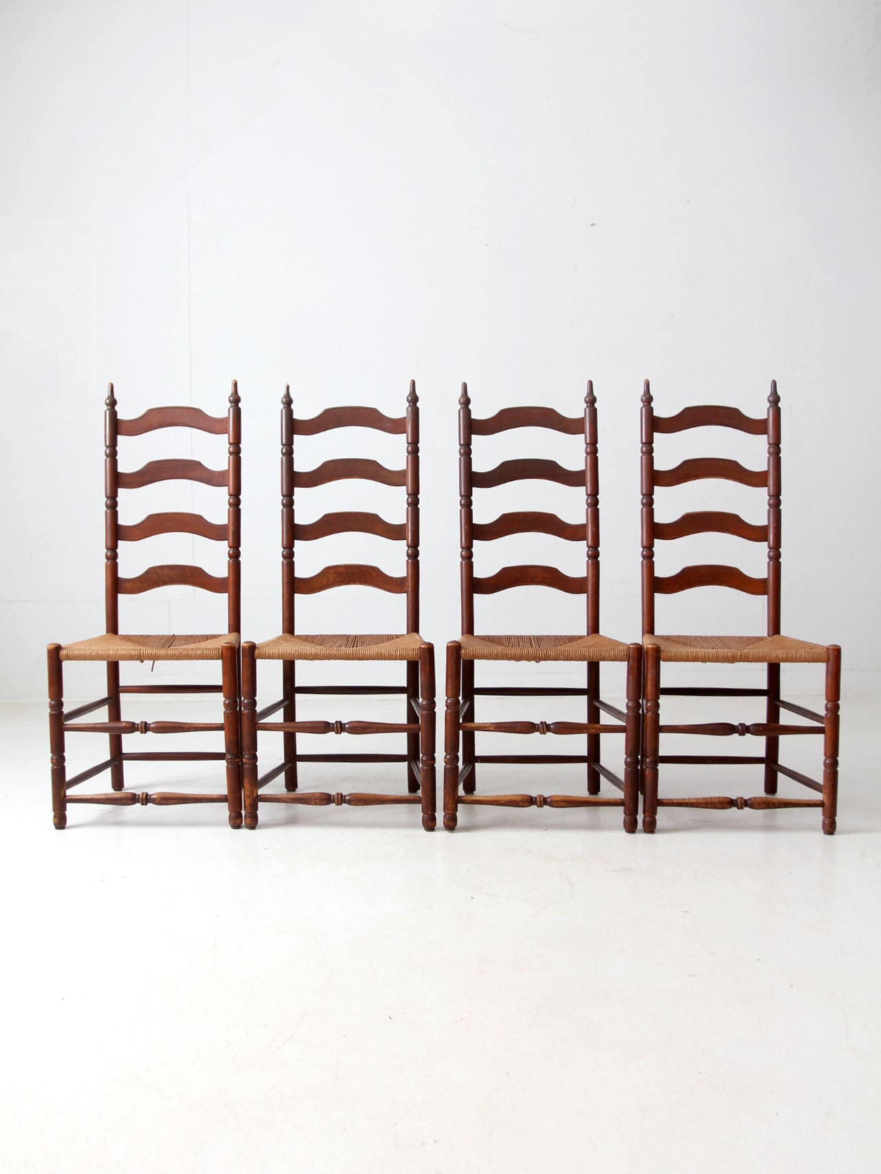 antique ladder back chairs with rush seats set of 4