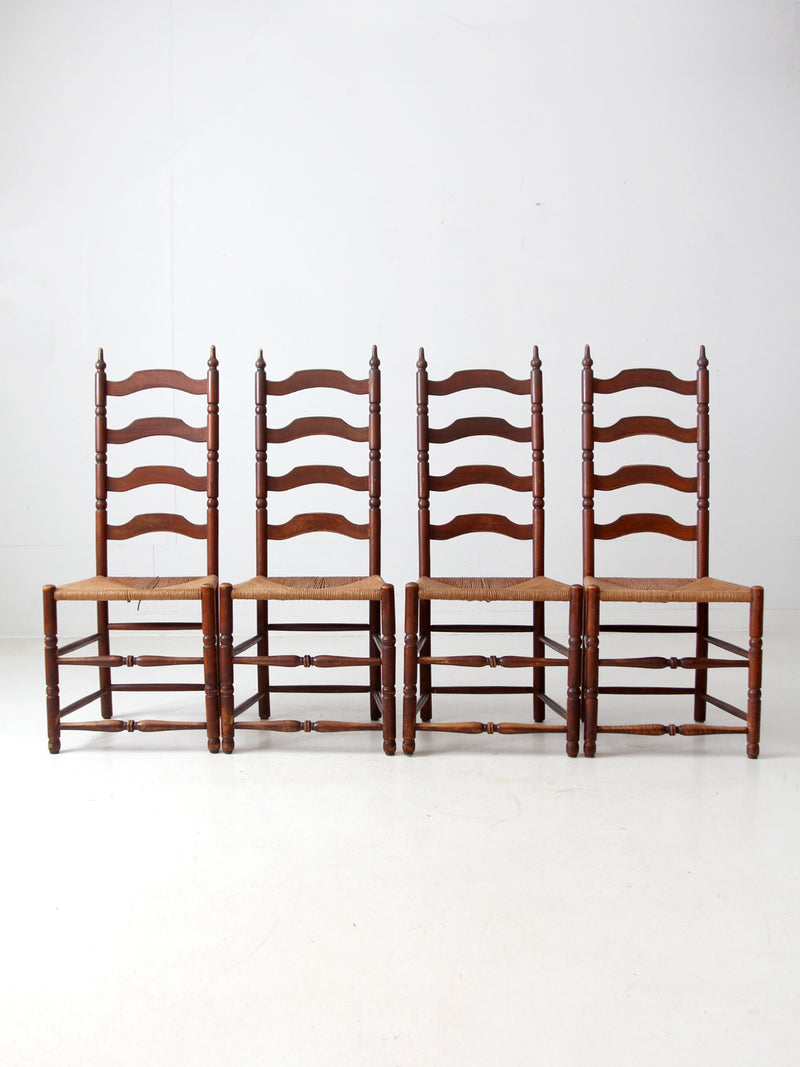 antique ladder back chairs with rush seats set of 4