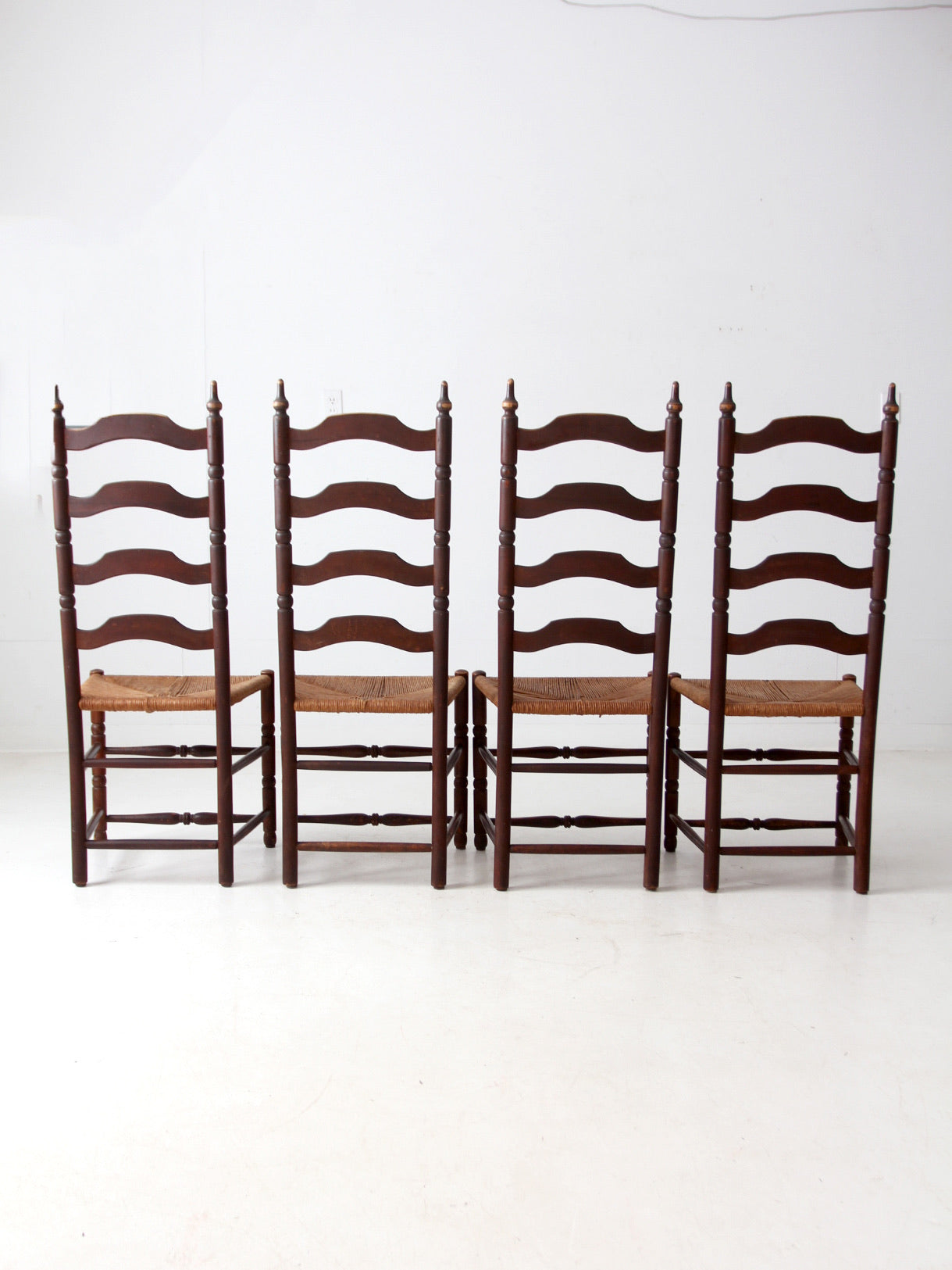 antique ladder back chairs with rush seats set of 4
