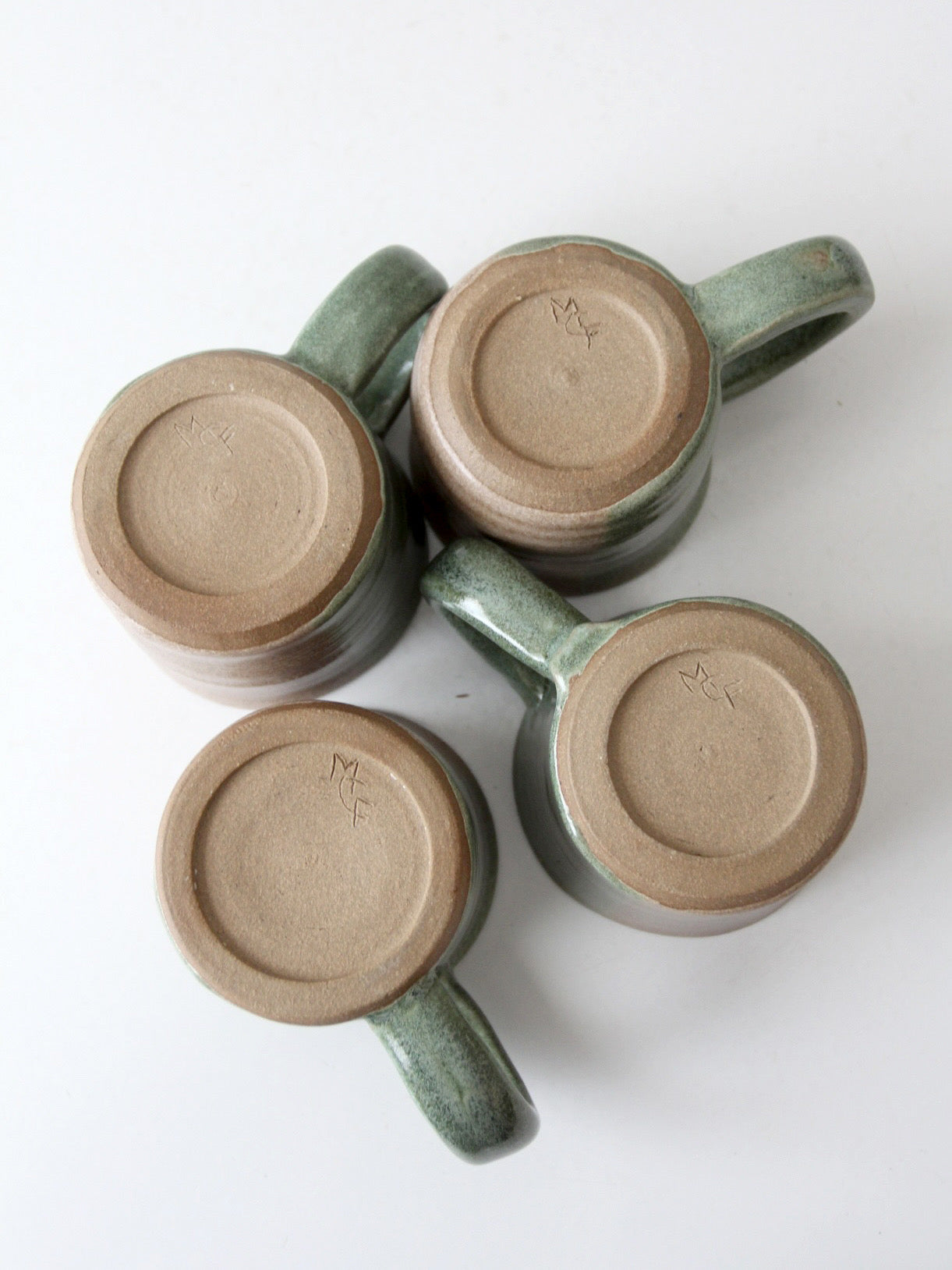 set of 4 vintage studio pottery mugs