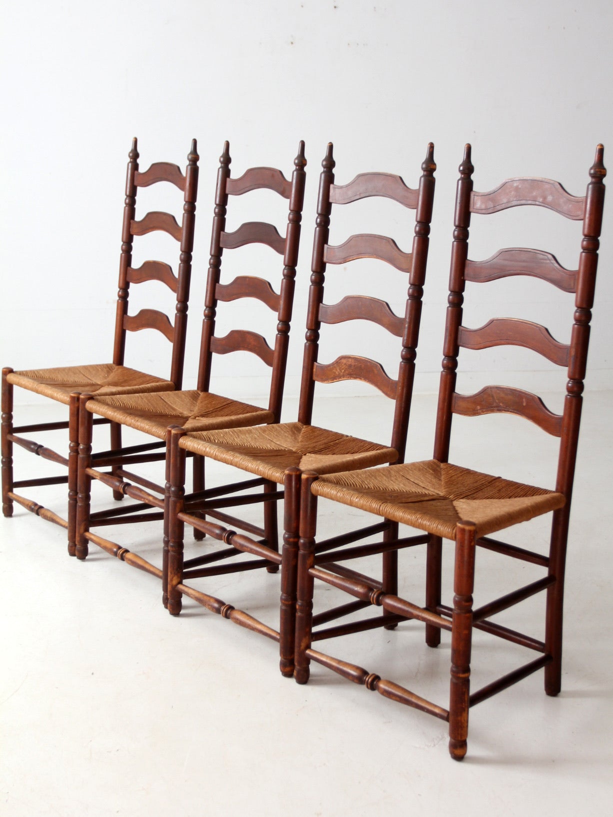 antique ladder back chairs with rush seats set of 4