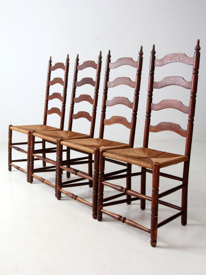 antique ladder back chairs with rush seats set of 4