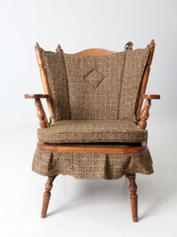 mid century maple wing back spring rocking chair