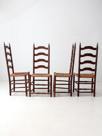 antique ladder back chairs with rush seats set of 4
