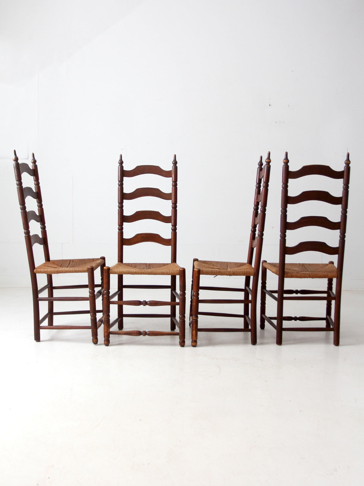 antique ladder back chairs with rush seats set of 4