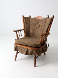 mid century maple wing back spring rocking chair