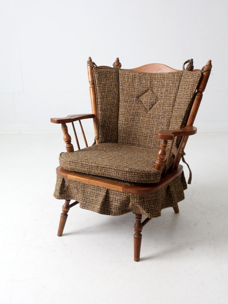 mid century maple wing back spring rocking chair