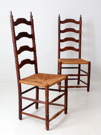 antique ladder back chairs with rush seats set of 4