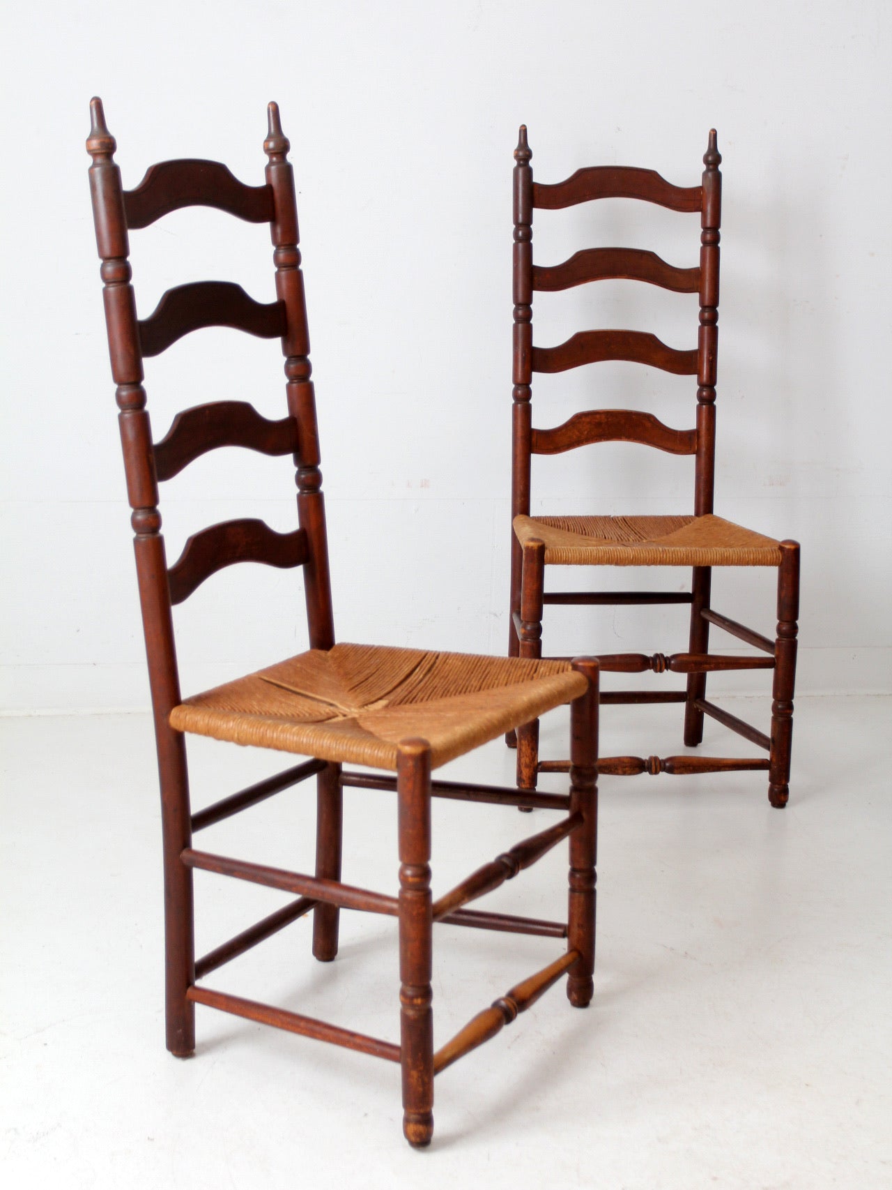 antique ladder back chairs with rush seats set of 4