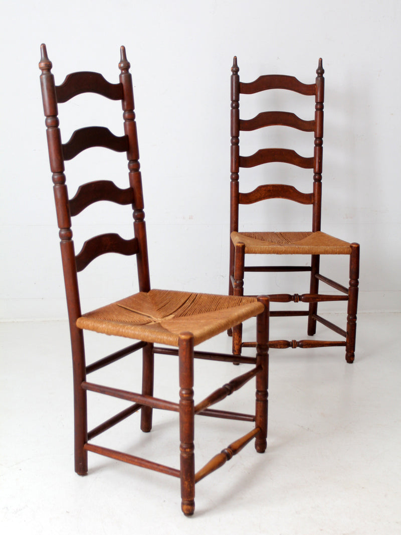 antique ladder back chairs with rush seats set of 4