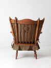 mid century maple wing back spring rocking chair