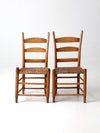 antique splint weave seat chairs pair