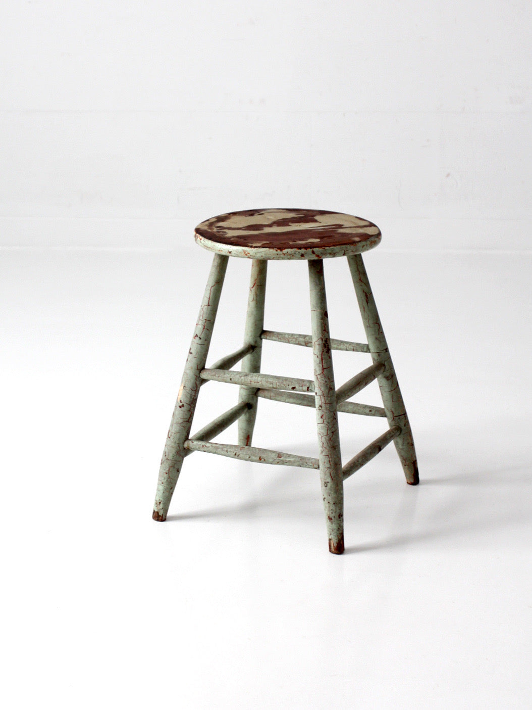 vintage painted wood farmhouse stool