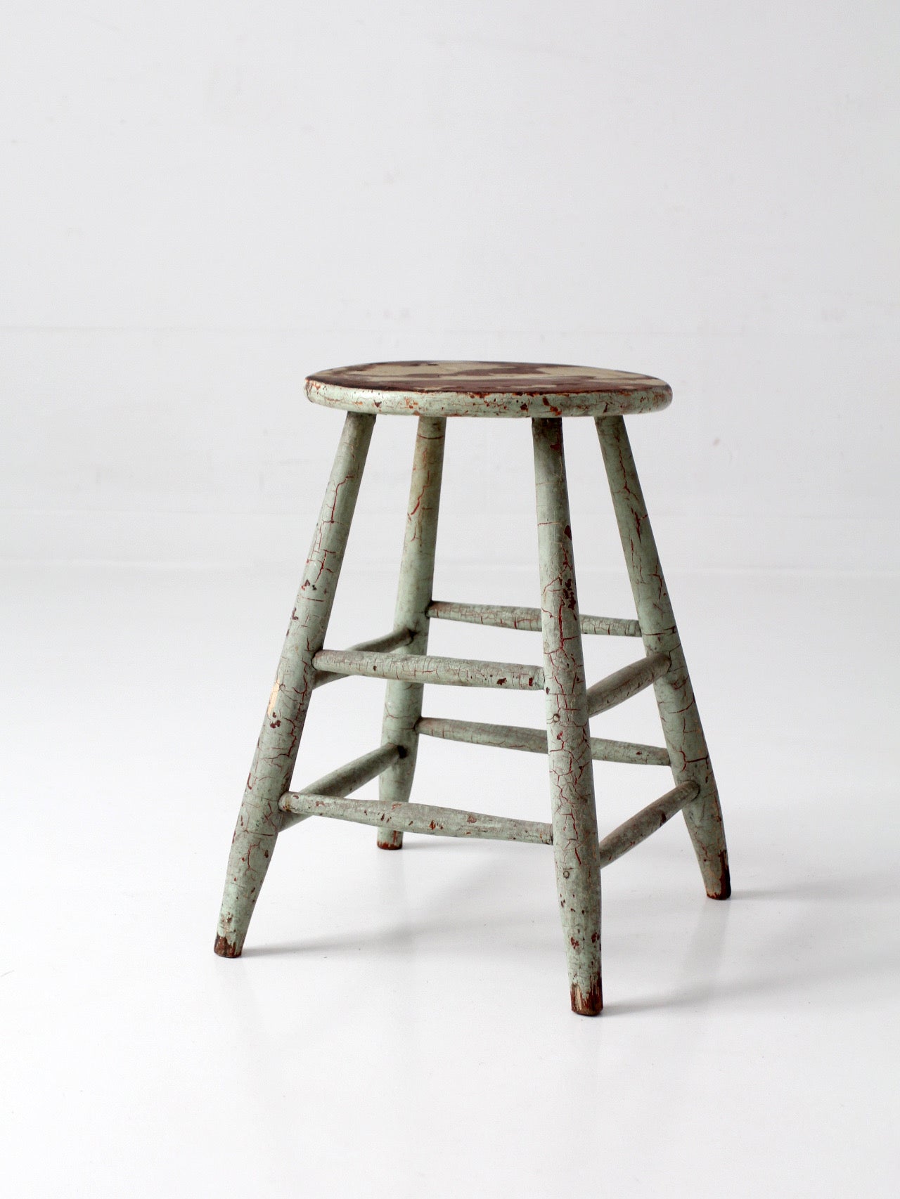 vintage painted wood farmhouse stool