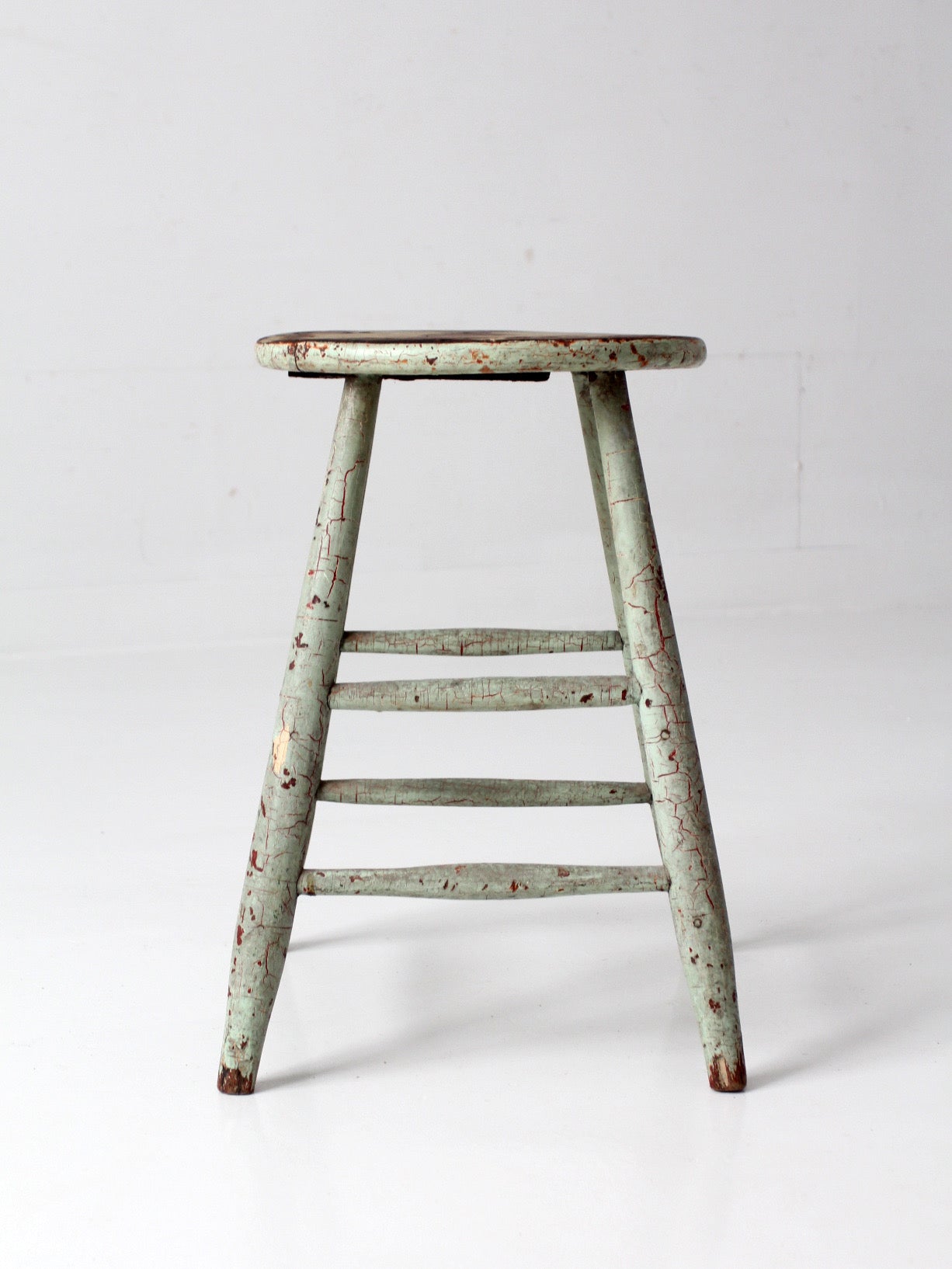 vintage painted wood farmhouse stool