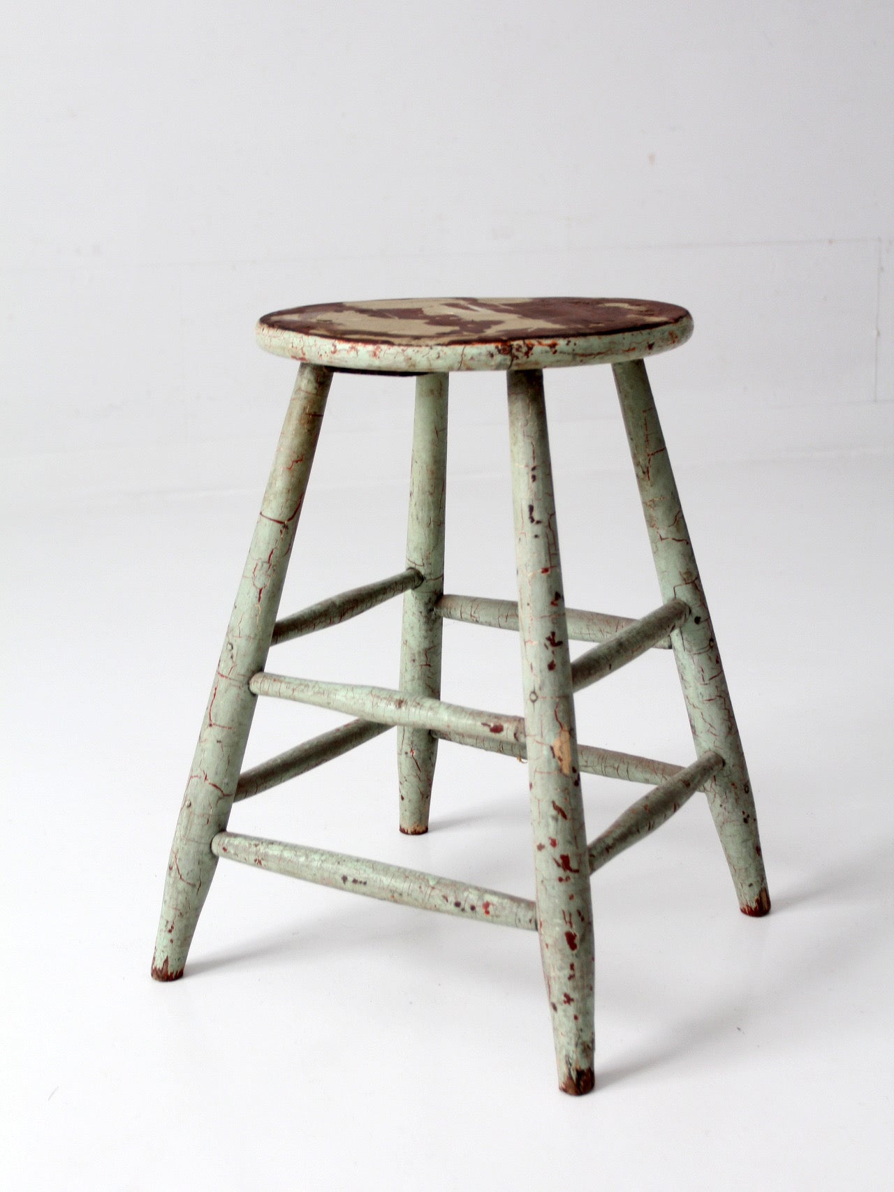 vintage painted wood farmhouse stool