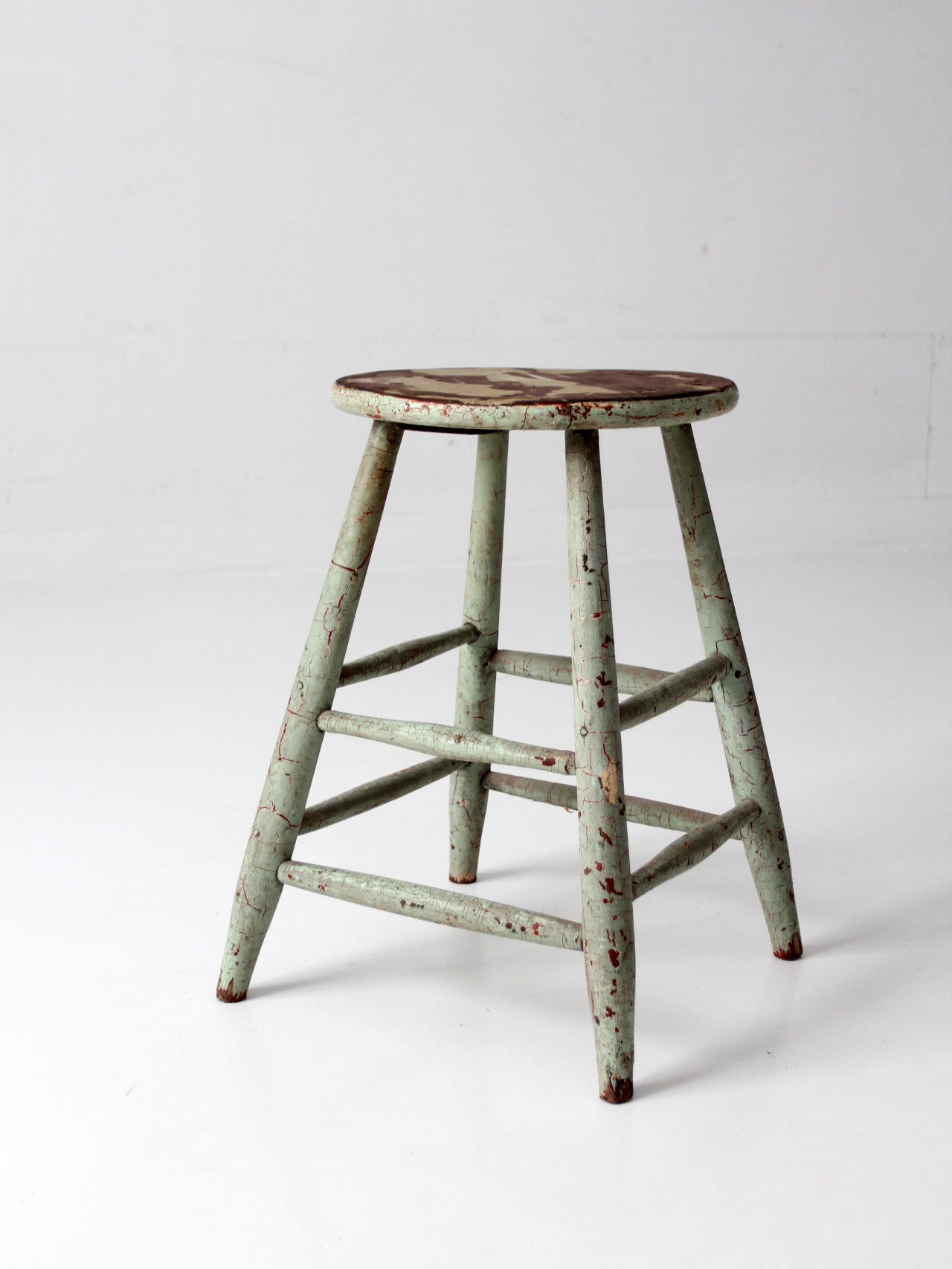 vintage painted wood farmhouse stool