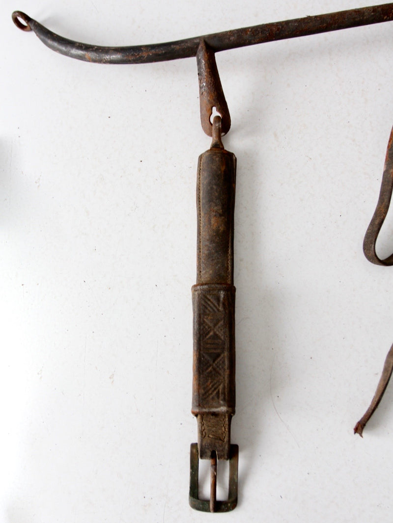 antique horse hames with leather straps