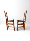 antique splint weave seat chairs pair