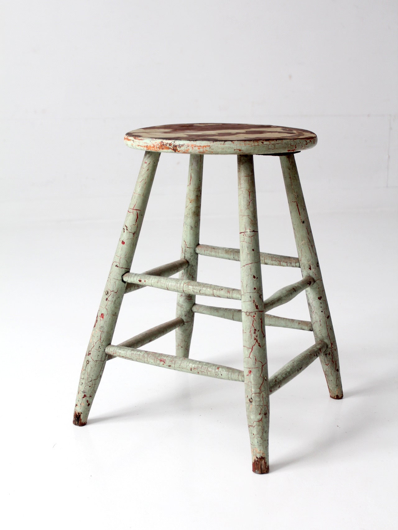 vintage painted wood farmhouse stool
