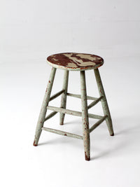 vintage painted wood farmhouse stool