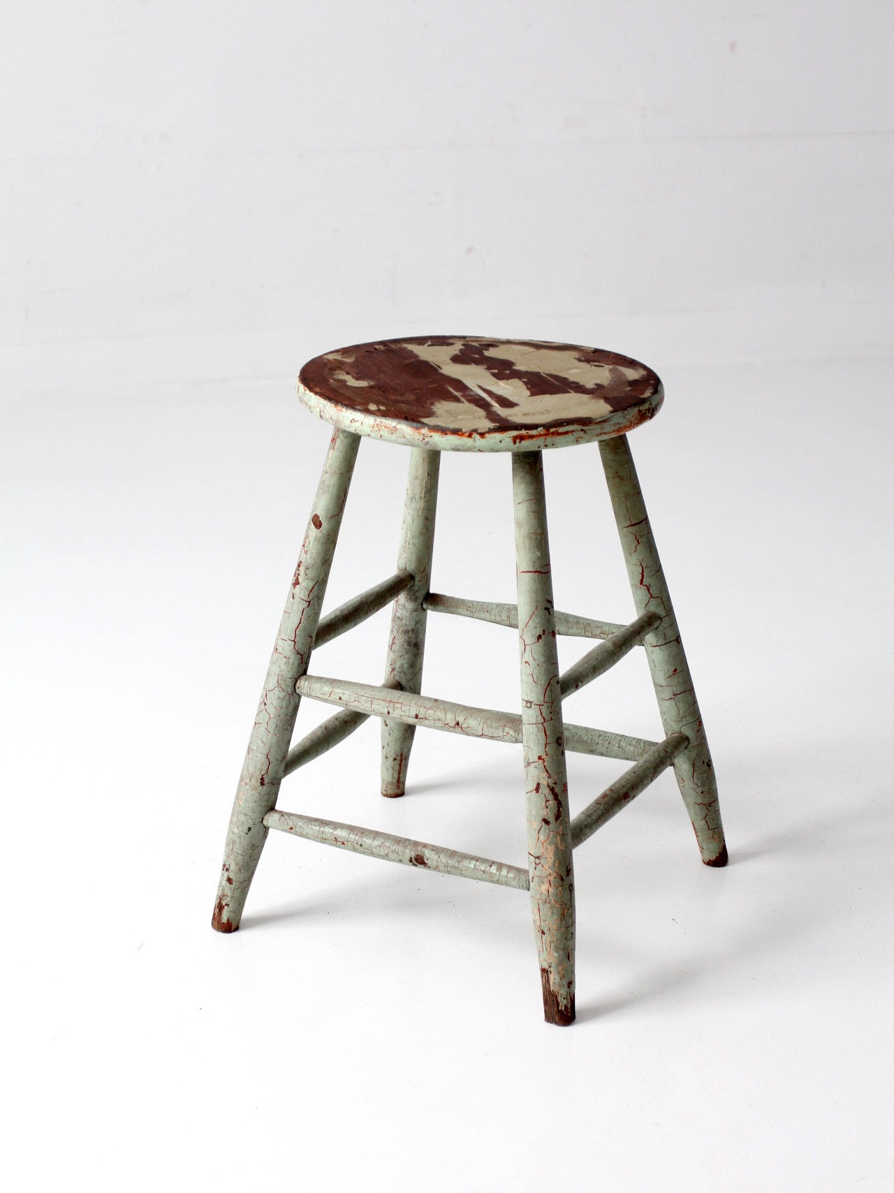 vintage painted wood farmhouse stool