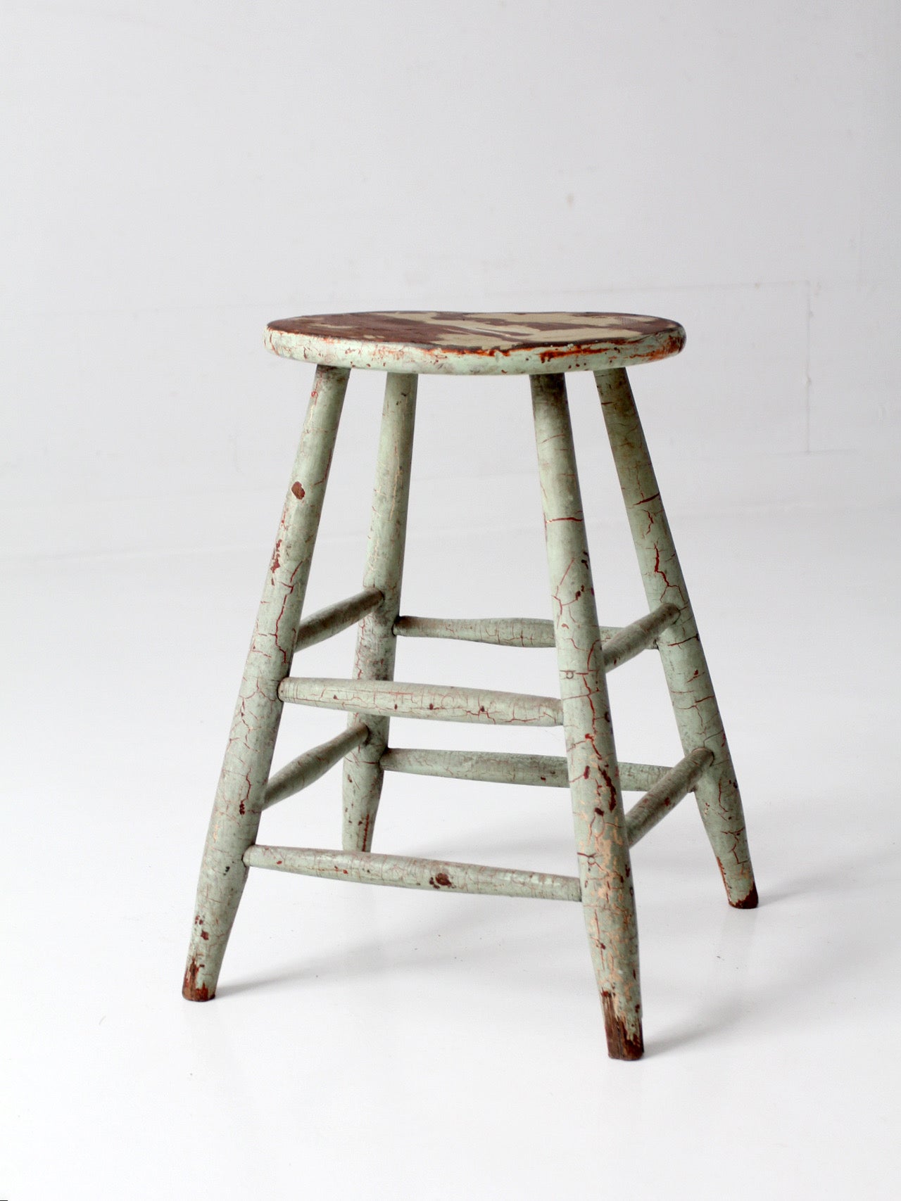 vintage painted wood farmhouse stool