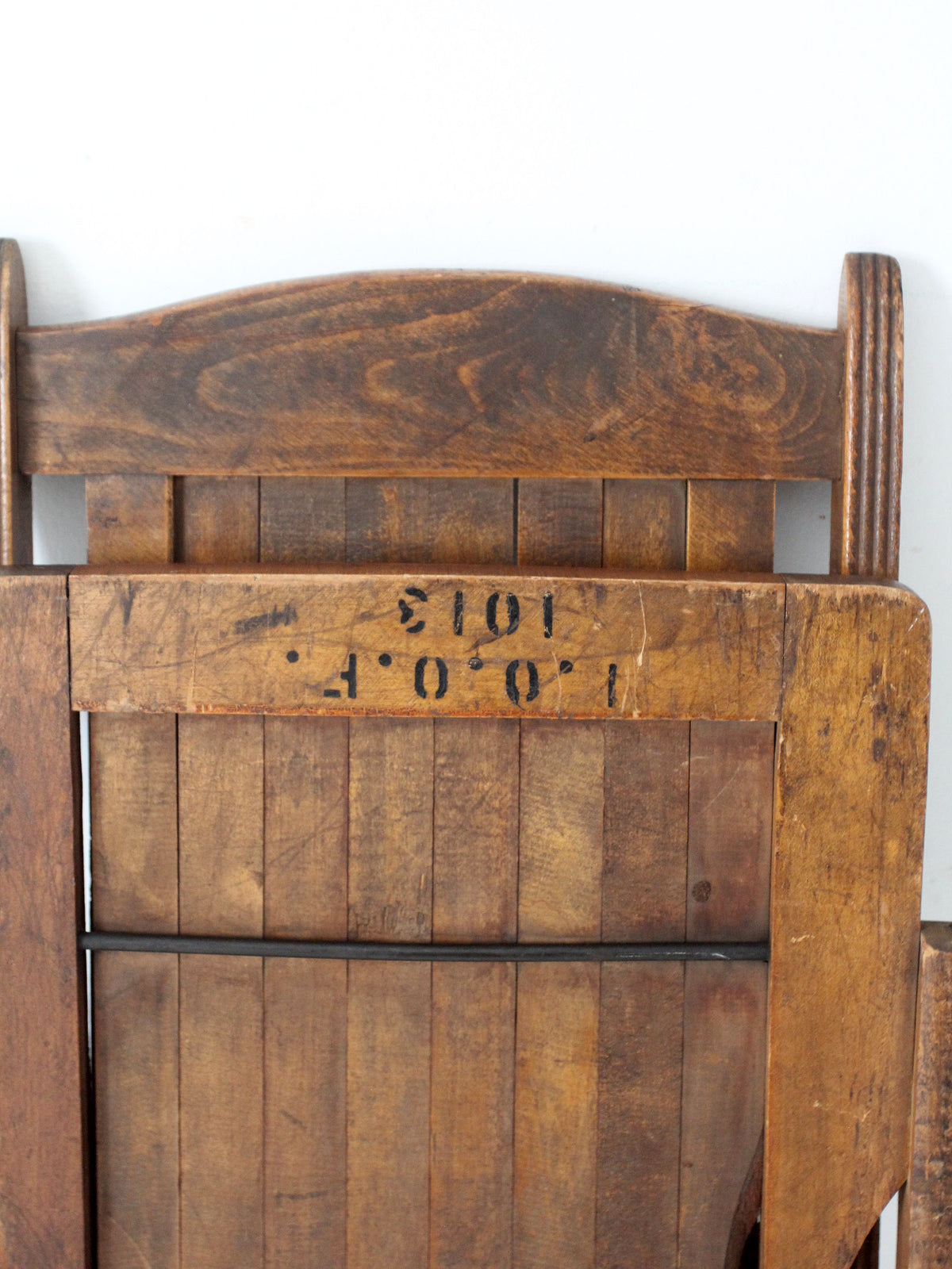 antique IOOF wood folding chair