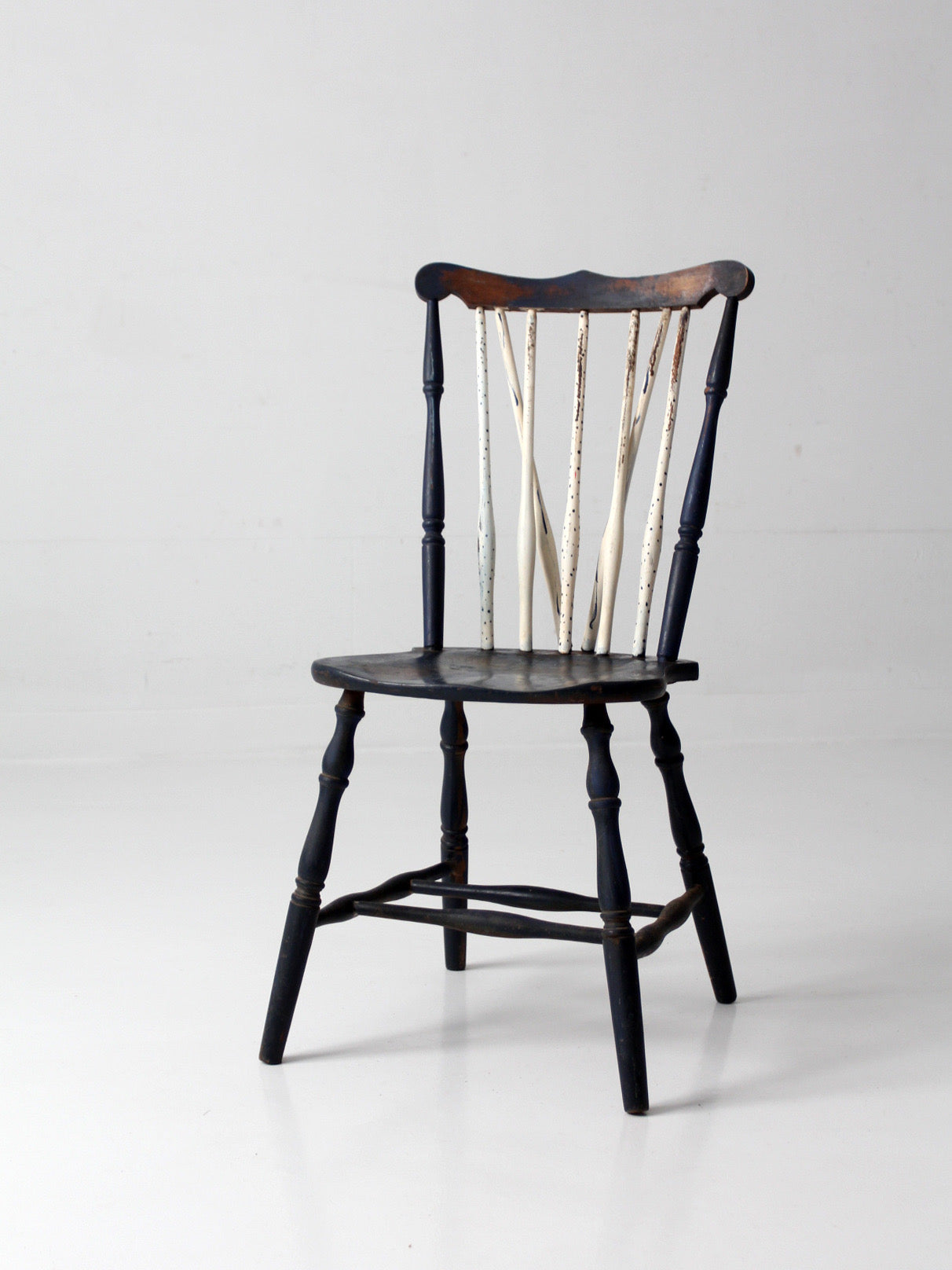 antique painted brace back Windsor style chair