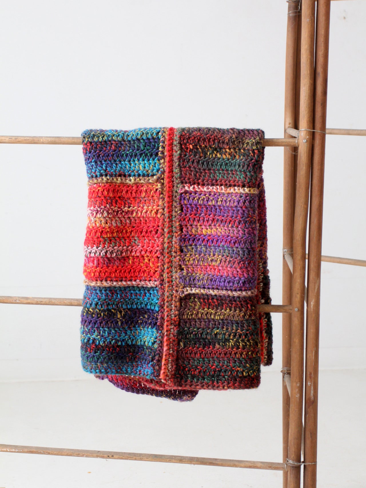 vintage patchwork knit throw blanket