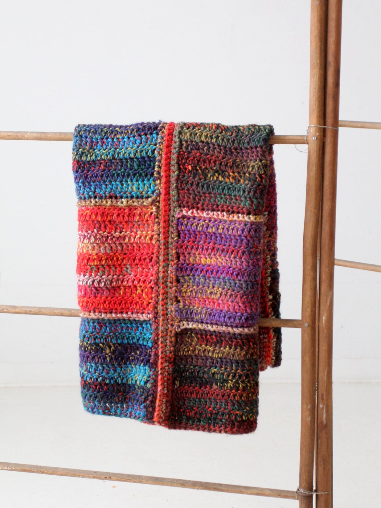 vintage patchwork knit throw blanket