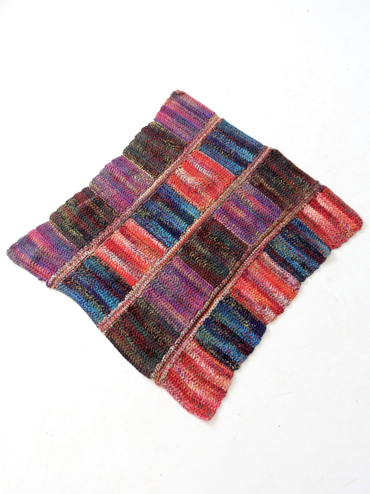 vintage patchwork knit throw blanket