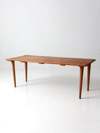 mid century slat wood bench coffee table