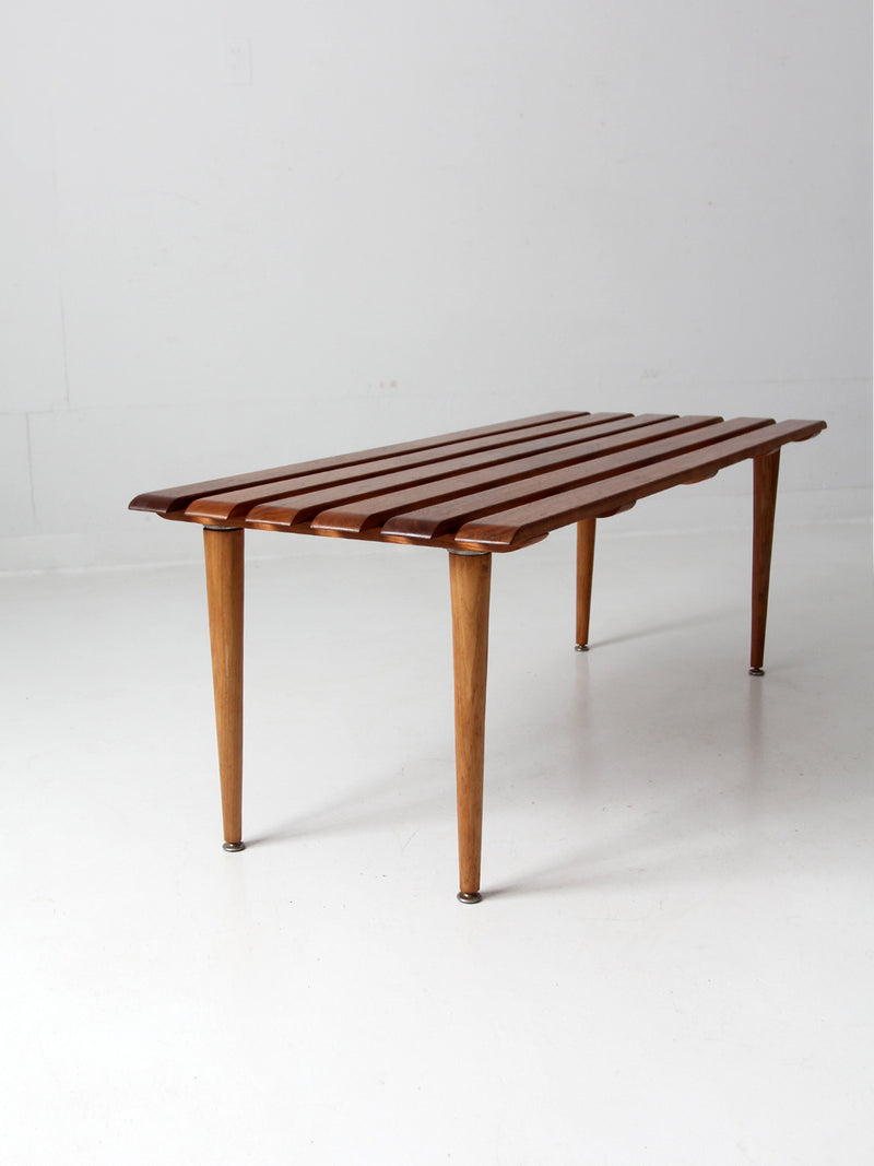 mid century slat wood bench coffee table