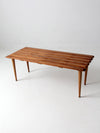 mid century slat wood bench coffee table