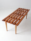 mid century slat wood bench coffee table