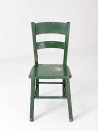 antique green painted ladder back chair