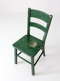 antique green painted ladder back chair