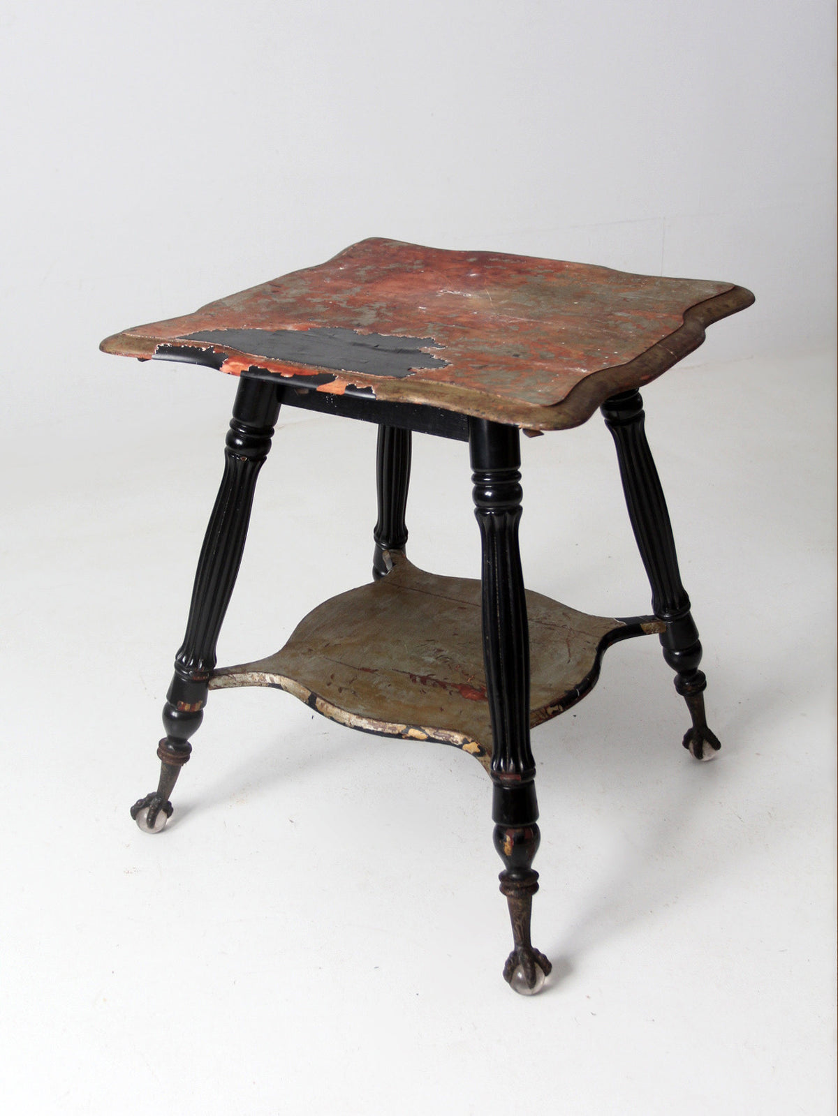 antique Victorian glass ball claw foot table