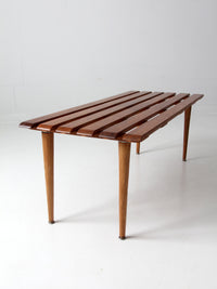 mid century slat wood bench coffee table