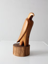 vintage hand-carved wood eagle sculpture ca 1978