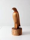 vintage hand-carved wood eagle sculpture ca 1978
