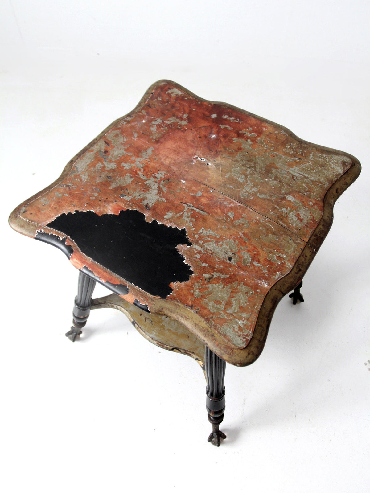 antique Victorian glass ball claw foot table